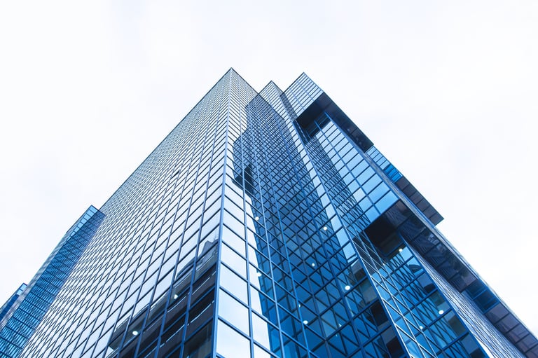 Modern skyscrapers representing corporate structure