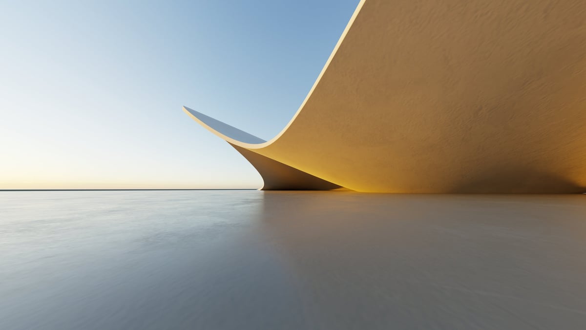 Abstract white curved architecture representing clean documentation frameworks