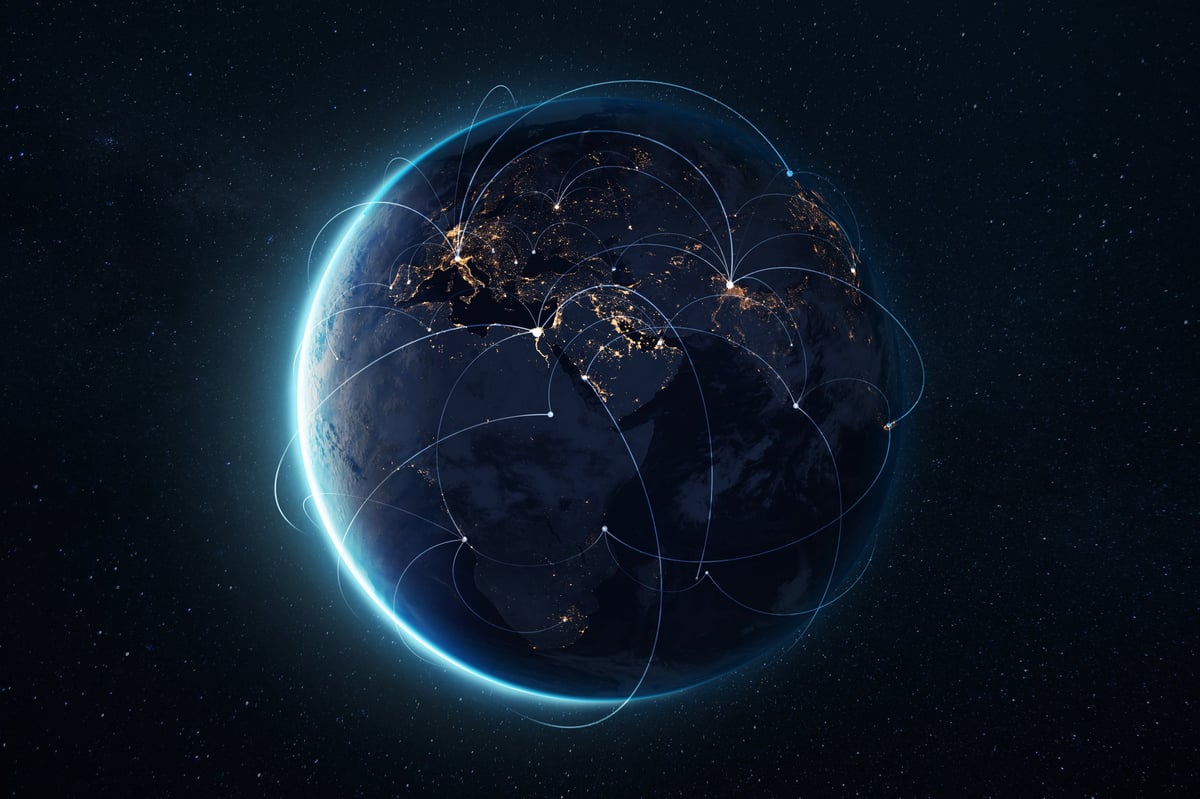 Global digital connections representing international jurisdiction analysis