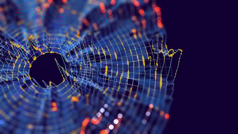 Abstract data visualization representing global networks and systems